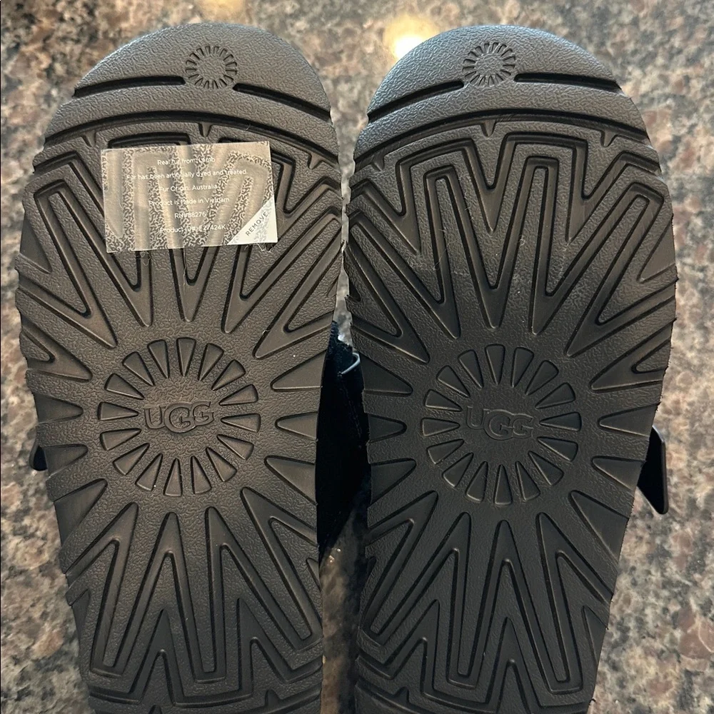 New UGG Women’s Greenport Cozy Black Slide Sandals, Size 7 - Picture 5 of 6